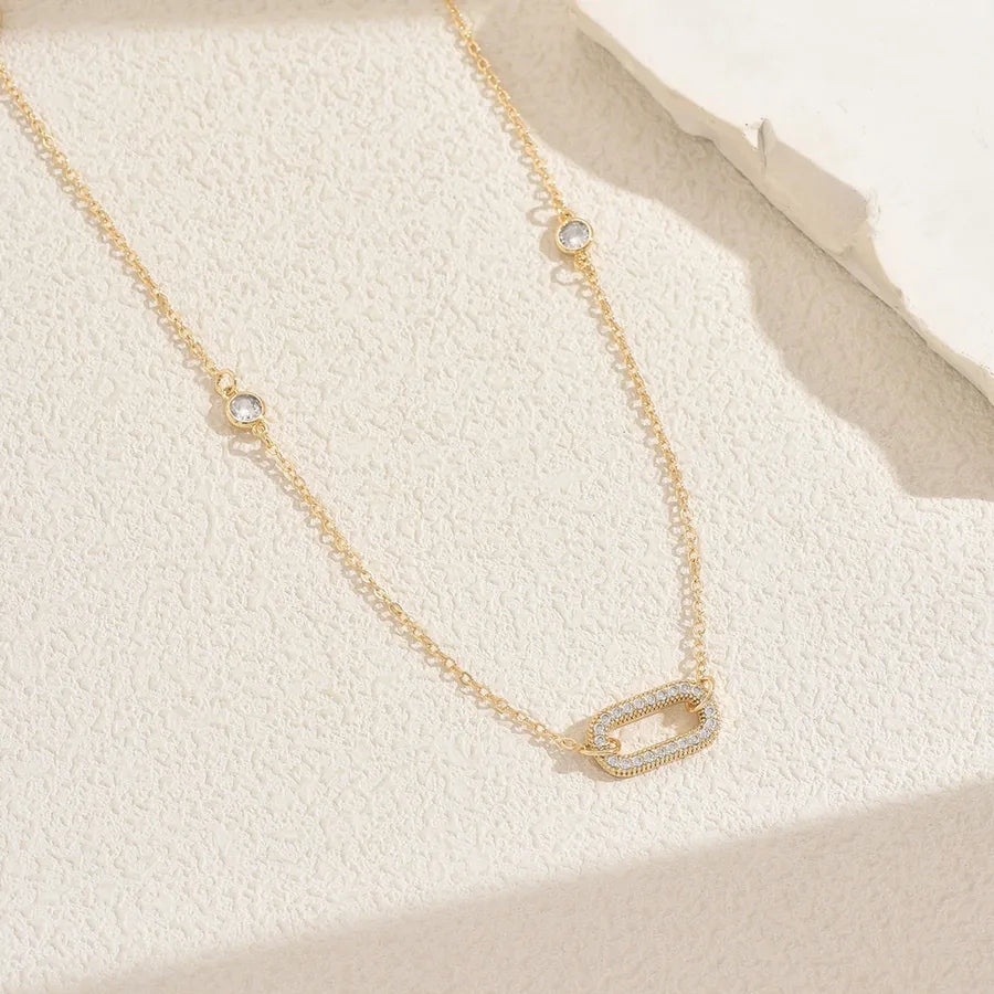 Women's Crystal Rectangle Station Long Necklace - View 5 | Hensley London