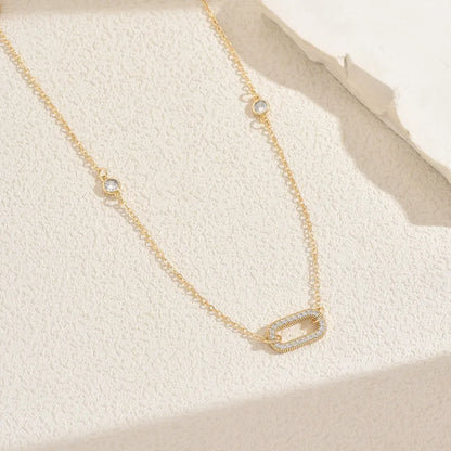 Women's Crystal Rectangle Station Long Necklace - View 5 | Hensley London
