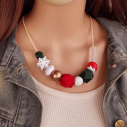 Women's Pendant Necklace Snowflake Wooden Geometric Design 1