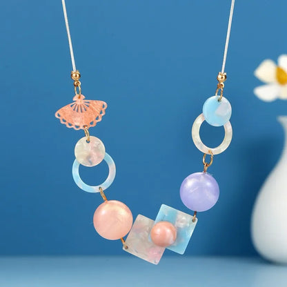Women's Pendant Necklace Pink Acrylic Geometric Sweet Style 4