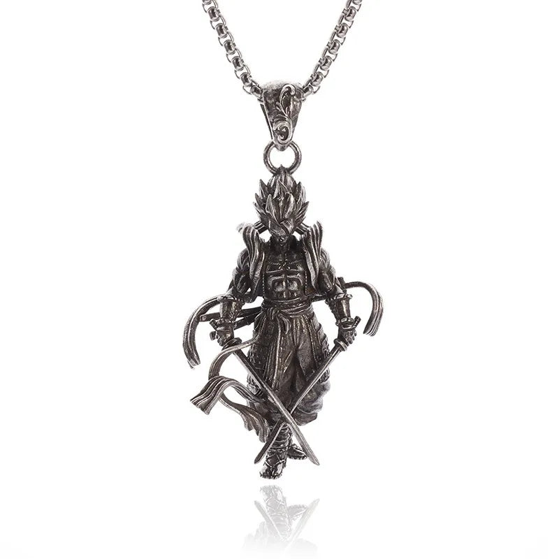 Unisex Retro Cartoon Character Necklace Silver Alloy 5