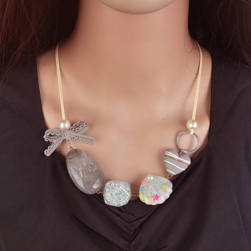 Women's Pendant Necklace Retro Beaded Shell Handmade Bohemian 1