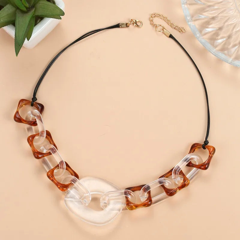 Women's Pendant Necklace Geometric Acrylic Handmade 6
