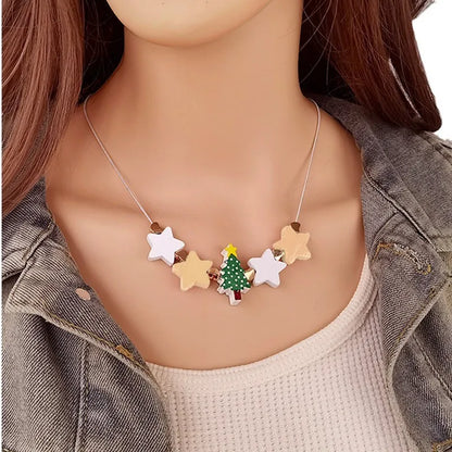 Women's Pendant Necklace Star Wood Clavicle Chain 3