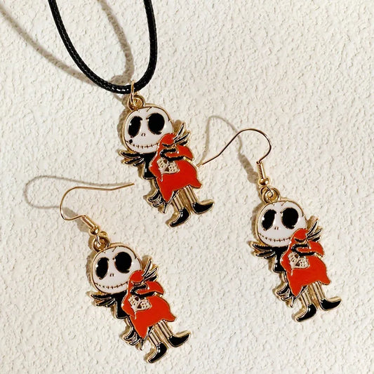 Women's Halloween Jewelry Set Skull Design Zinc Alloy Necklace and Earrings 1