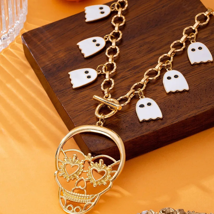 Women's Skeleton Ghost Necklace Silver Zinc Alloy Unique Jewelry 4