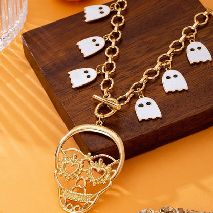 Women's Skeleton Ghost Necklace Silver Zinc Alloy Unique Jewelry 4