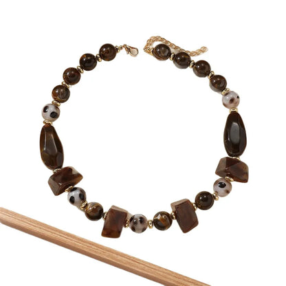 Women's Necklace Coffee Color Acrylic Geometric Design 5