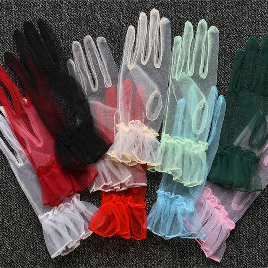 Women's Opera Gloves Black Mesh Elegant Fingertip Style 1