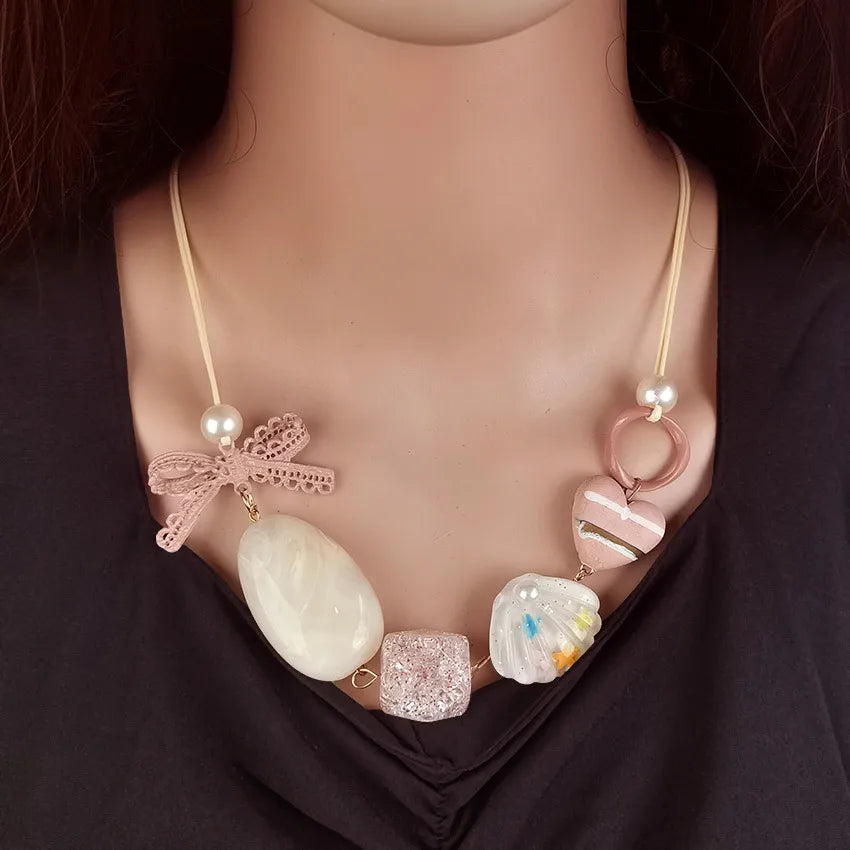 Women's Pendant Necklace Retro Beaded Shell Handmade Bohemian 3