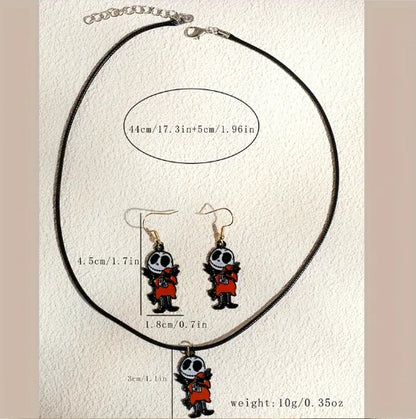 Women's Halloween Jewelry Set Skull Design Zinc Alloy Necklace and Earrings 2