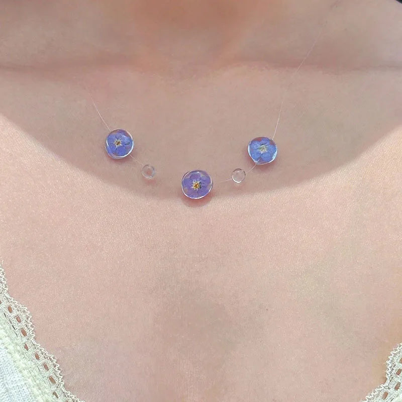 Women's Dried Flower Dewdrop Pendant Necklace - View 4 | Hensley London