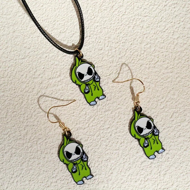 Women's Skull Earrings Set Black Alloy Halloween Jewelry 6