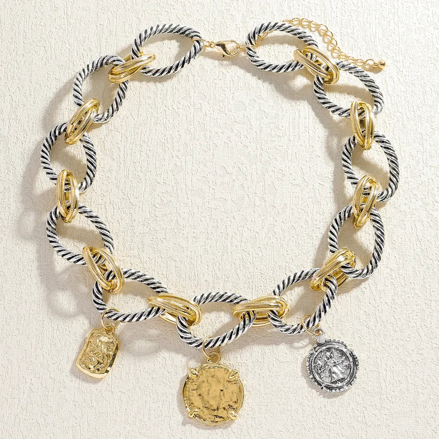 Women's Vintage Twisted Rope Charm Necklace - View 3 | Hensley London