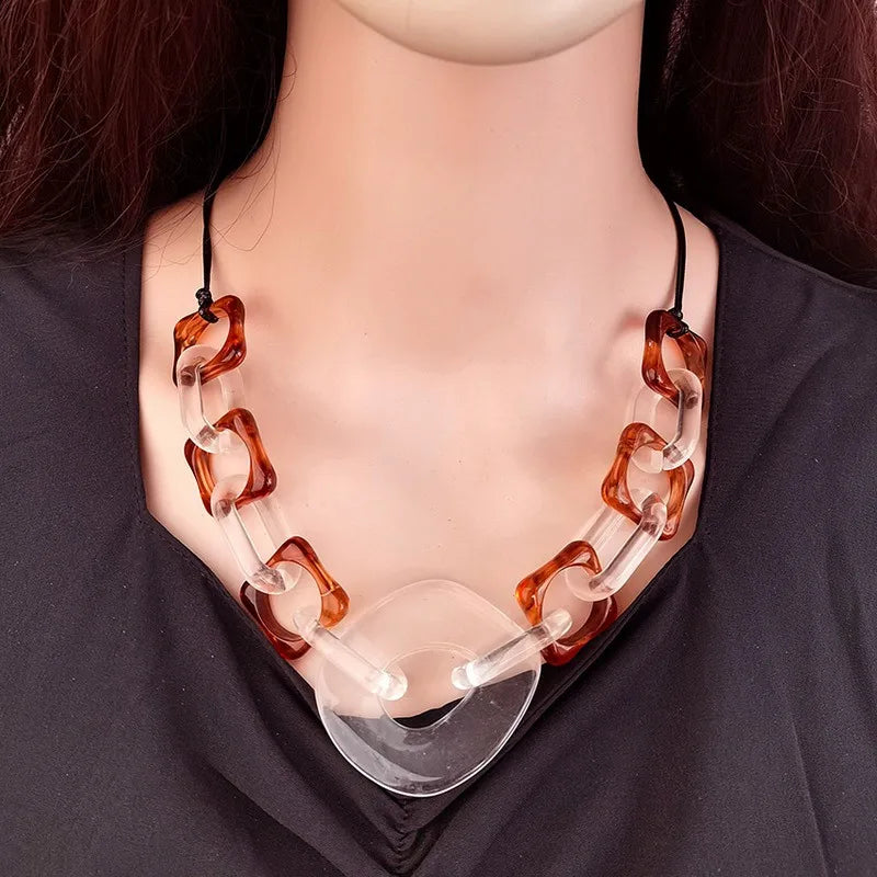 Women's Pendant Necklace Geometric Acrylic Handmade 3