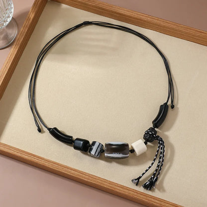Women's Necklace Geometric Pattern Resin Adjustable Wax Rope 3