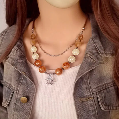 Women's Pendant Necklace Multi-Layer Acrylic Vintage Bohemian 4