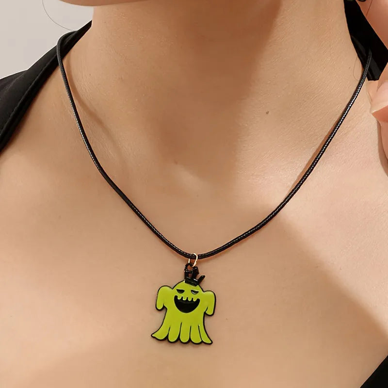 Women's Ghost Pendant Necklace and Earring Set Zinc Alloy 8