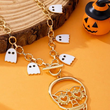 Women's Skeleton Ghost Necklace Silver Zinc Alloy Unique Jewelry 2