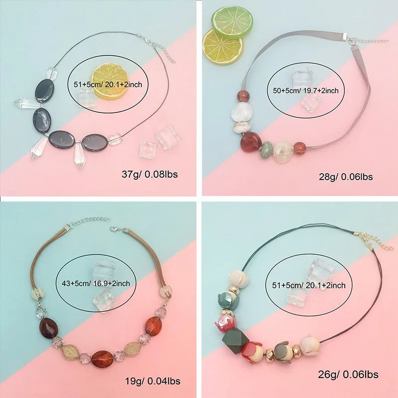 Women's Pendant Necklace Geometric Wooden Bead Acrylic 4