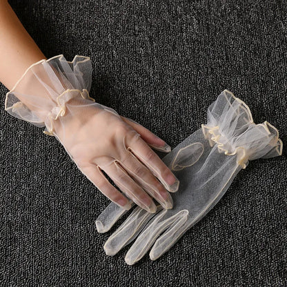 Women's Opera Gloves Black Mesh Elegant Fingertip Style 13