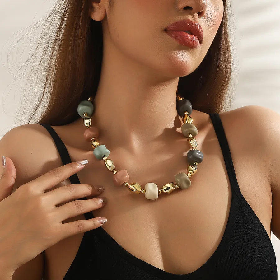 Women's Necklace Geometric Resin Oval Cold Style 1