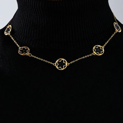 Women's Black Enamel Flower Station Choker - View 1 | Hensley London