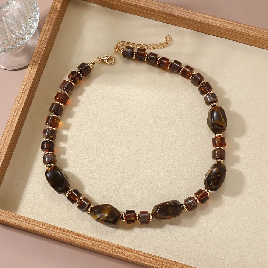 Women's Necklace Coffee Acrylic Geometric Minimalist Design 4