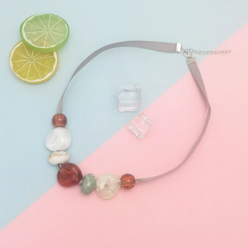 Women's Pendant Necklace Geometric Wooden Bead Acrylic 8