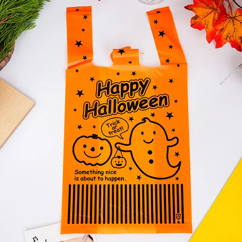 Halloween Treat Bags Pumpkin Shaped Plastic 50pcs for Candy and Snacks 4