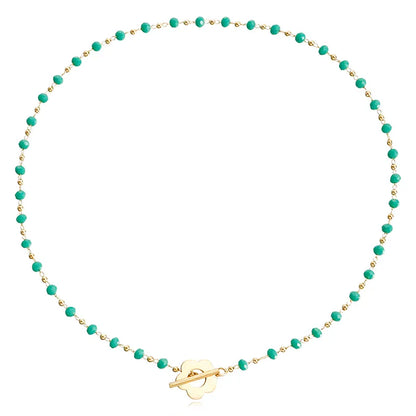 Women's Crystal Bead Flower Toggle Choker - View 5 | Hensley London