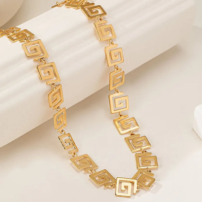 Women's Greek Key Geometric Link Necklace - View 3 | Hensley London