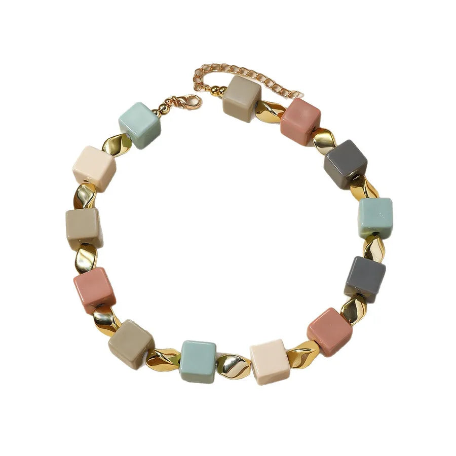 Women's Necklace Cold Tone Geometric Resin Elegant Design 5