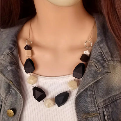 Women's Necklace Geometric Wood Vintage Style 7