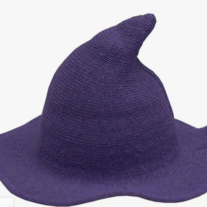 Women's Witch Hat Black Breathable Knitted Cotton Foldable for Halloween 16