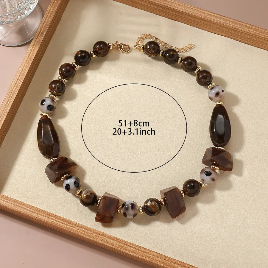 Women's Necklace Coffee Color Acrylic Geometric Design 3