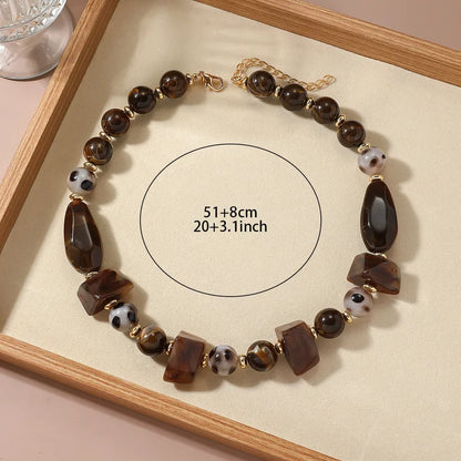 Women's Necklace Coffee Color Acrylic Geometric Design 3