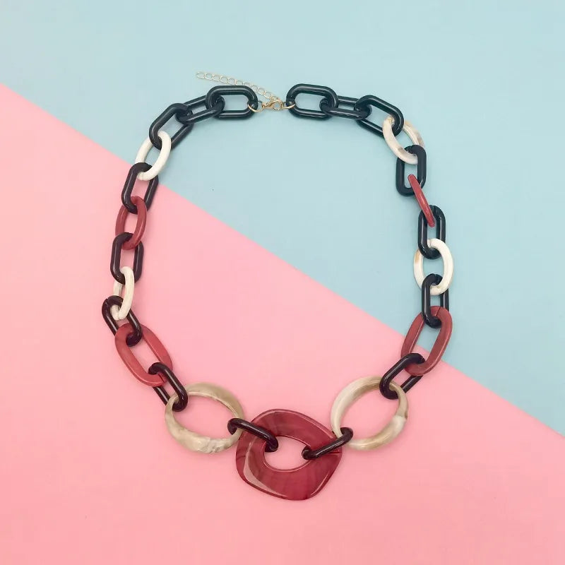 Women's Necklace Geometric Pattern Handmade Acrylic 8
