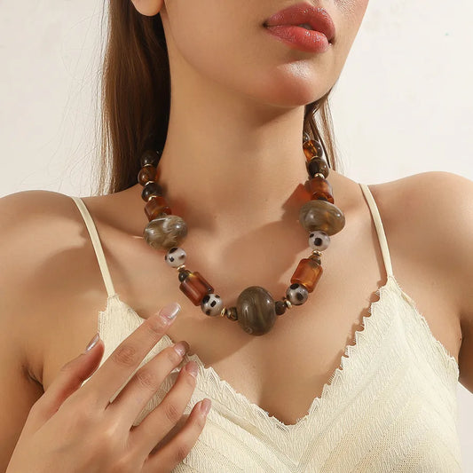 Women's Necklace Coffee Acrylic Minimalist Geometric 1