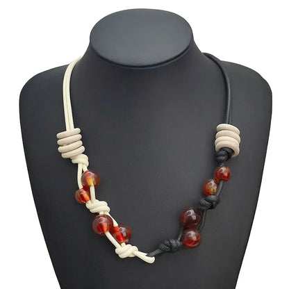 Women's Necklace Color-Block Geometric Wooden Acrylic Beads 5