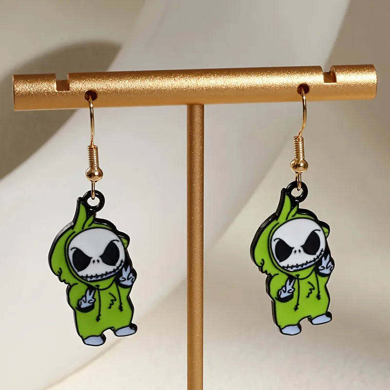 Women's Skull Earrings Set Black Alloy Halloween Jewelry 4