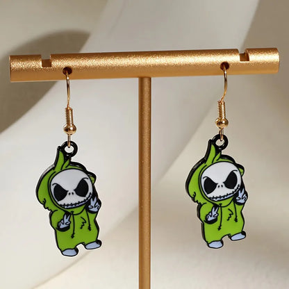Women's Skull Earrings Set Black Alloy Halloween Jewelry 4
