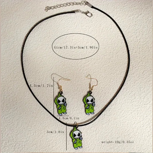 Women's Skull Earrings Set Black Alloy Halloween Jewelry 2