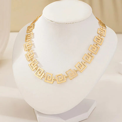 Women's Greek Key Geometric Link Necklace - View 2 | Hensley London