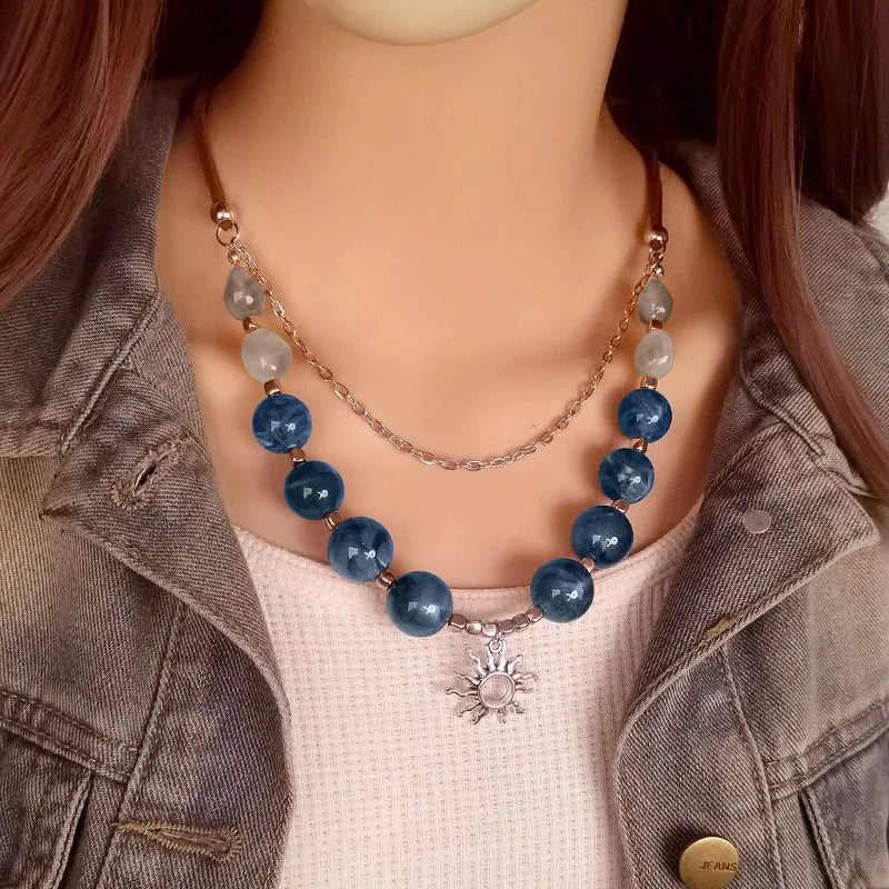 Women's Pendant Necklace Multi-Layer Acrylic Vintage Bohemian 5