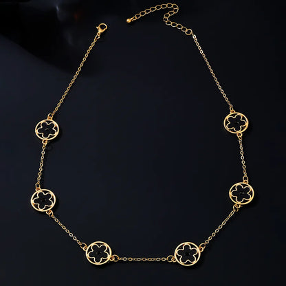 Women's Black Enamel Flower Station Choker - View 3 | Hensley London