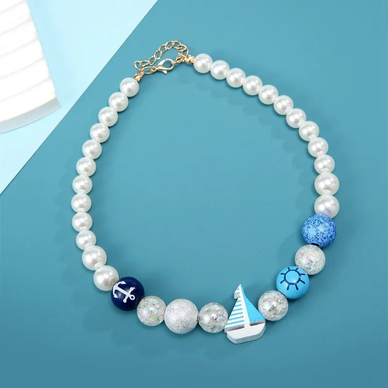 Women's Pendant Necklace White Imitation Pearl Geometric Design 5