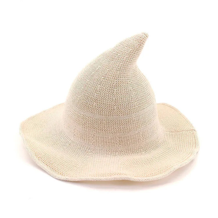 Women's Witch Hat Black Breathable Knitted Cotton Foldable for Halloween 8