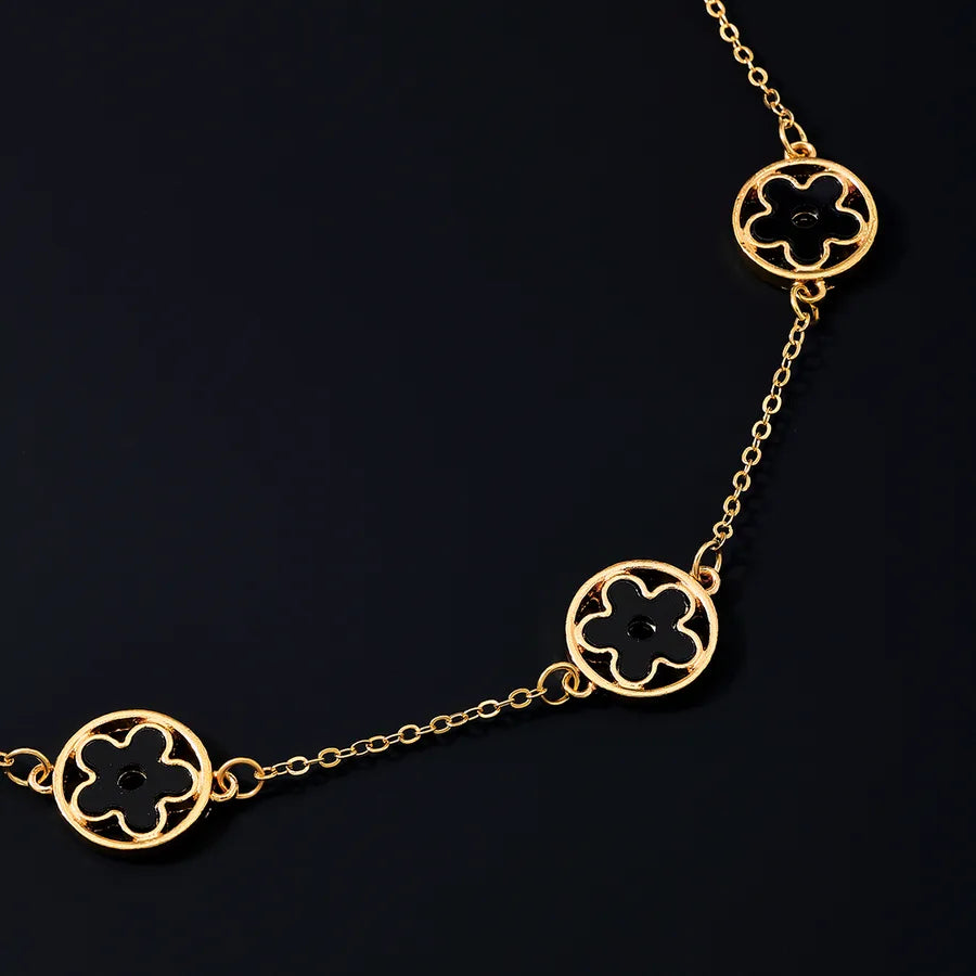Women's Black Enamel Flower Station Choker - View 6 | Hensley London