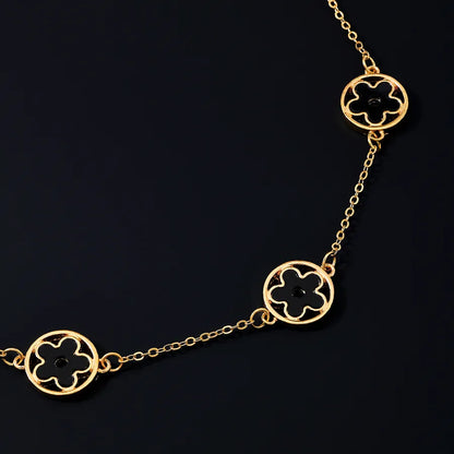 Women's Black Enamel Flower Station Choker - View 6 | Hensley London